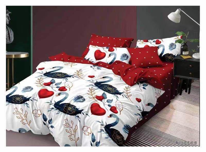 Lenjerie de pat cu Elastic, Bumbac Finet, Pat Dublu, 6 Piese