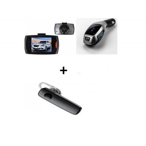 Pachet auto: Camera auto + Modulator FM + Casca Bluetooth