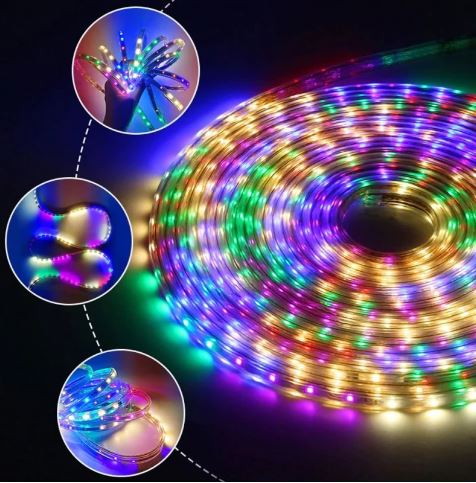 Furtun LED tip banda, SMD, exterior, flexibil, multicolor, 20 Metri