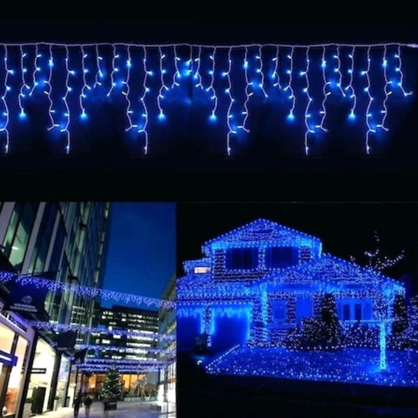 Instalație de Crăciun, franjuri cu led tip țurțuri, exterior, 20 metri, 500 LED-uri, interconectabila